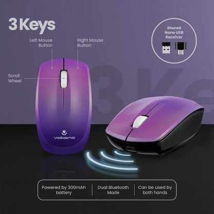 Volkano Prism Series Bluetooth Wireless Keyboard and Mouse - Purple | VK-20248-PR