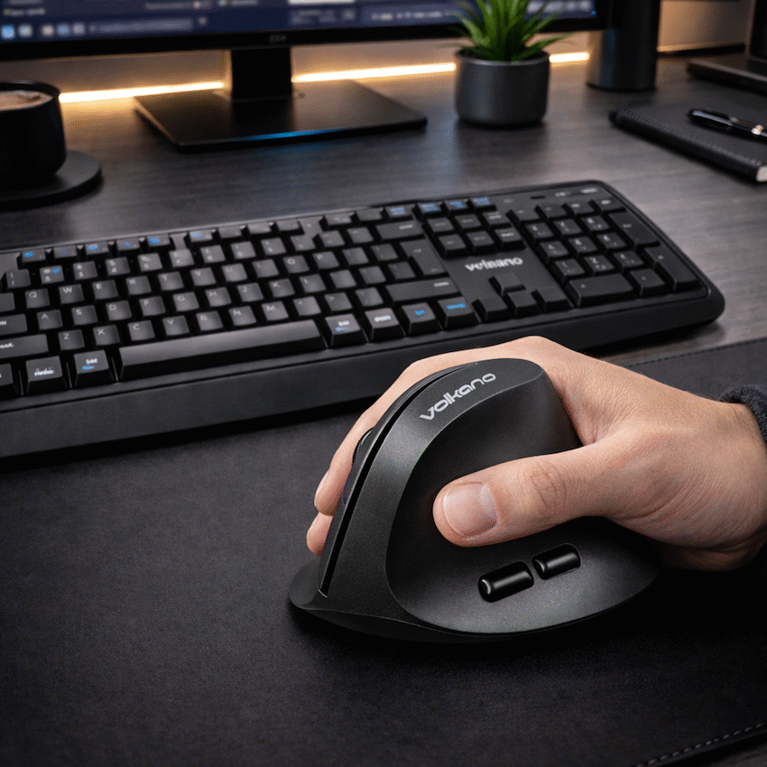 Volkano Curve Series Ergonomic Bluetooth Wireless mouse - Black | VK-20305-BK