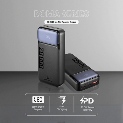 Volkano Roma Series 20000mah PD 22.5w Power Bank | VK-9025-BK