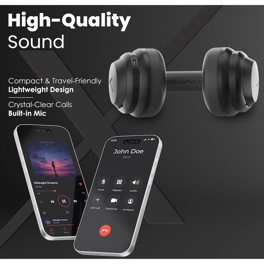 VolkanoX Halo ANC Bluetooth Headphone - Black | VKX-2009-BK