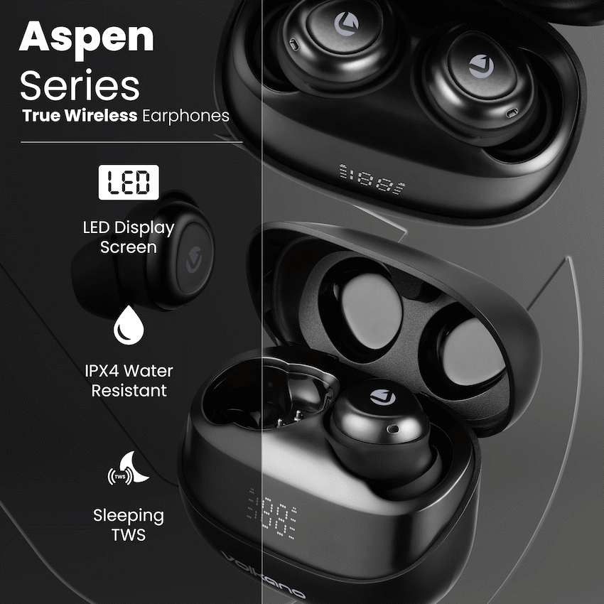 Volkano Aspen True Wireless Earphones - Black | VK-1160-BK
