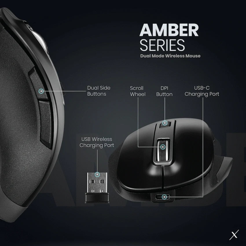 VolkanoX Amber series BT Tri-Mode Rechargeable Mouse | VKX-20085-BK