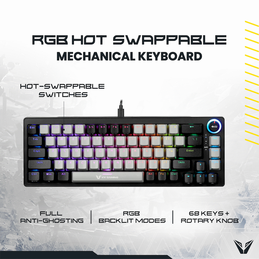 VX Gaming Sun-Wukong RGB Hot Swappable Mechanical Keyboard | VX-232-GYBK