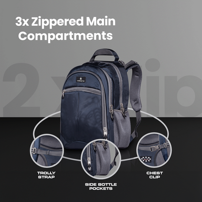 Volkano Orthopaedic Backpack 27L - Navy/Grey | VK-7093-NVGR
