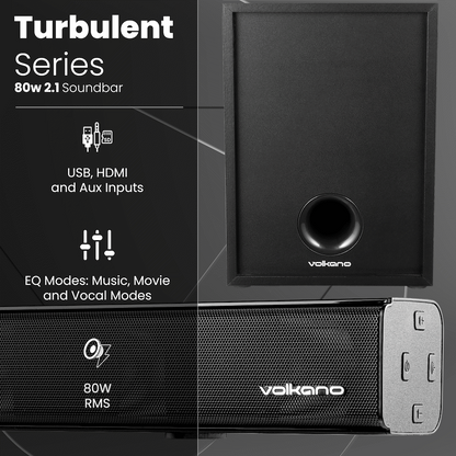 Volkano Turbulent Series 80w 2.1 Soundbar | VK-3905-2.1[V3]