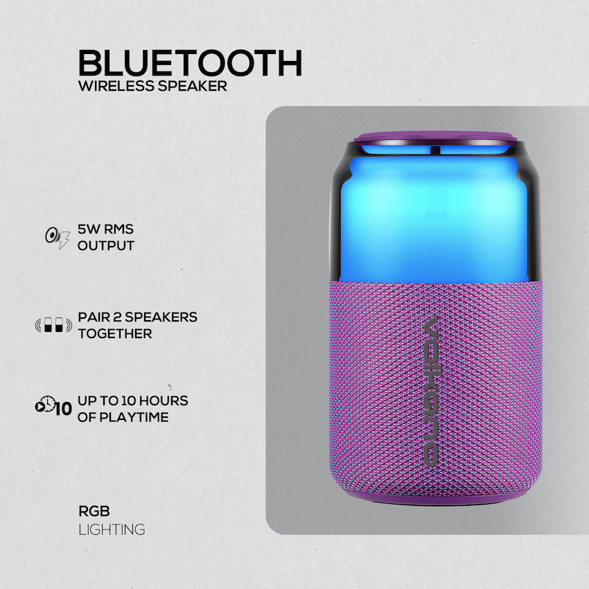 Volkano Neptune Bluetooth Wireless Speaker - Purple | VK-3004-PR