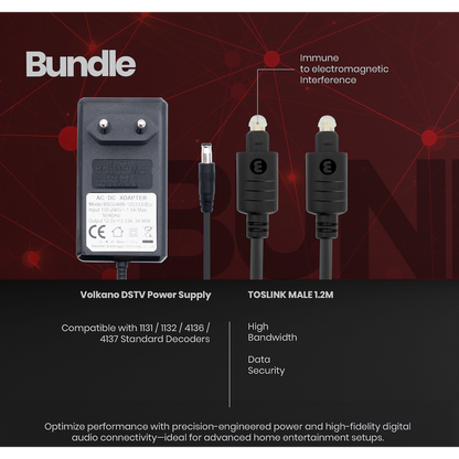 Volkano Power Supply and 1.2m Toslink Cable Bundle | VK-BUN-74