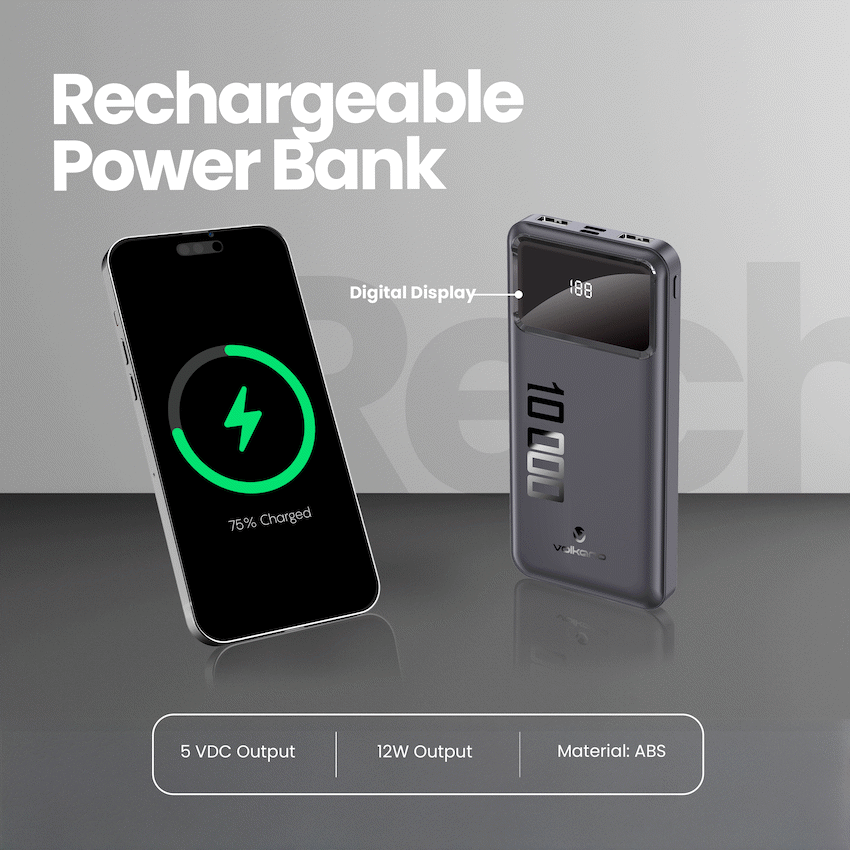 Volkano Punch Series 10000mah Power Bank | VK-9021-BK