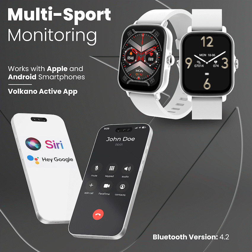 Volkano Active Tech Serene series Watch with heart rate monitor - Silver | VK-5072-SL[V2]