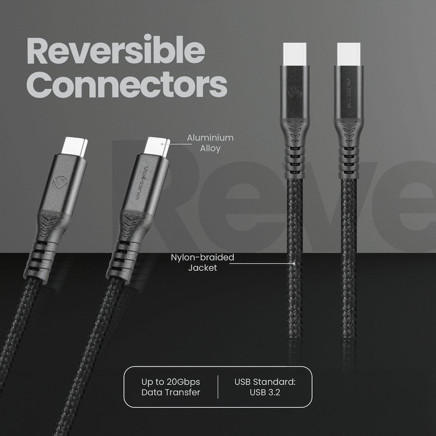 Volkano Weave Series USB C to USB C 240W 20Gbps 2m-black | VK-30239-BK