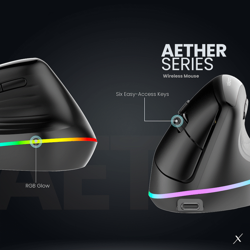 VolkanoX Aether Series Wireless Mouse With RGB | VKX-216-BK