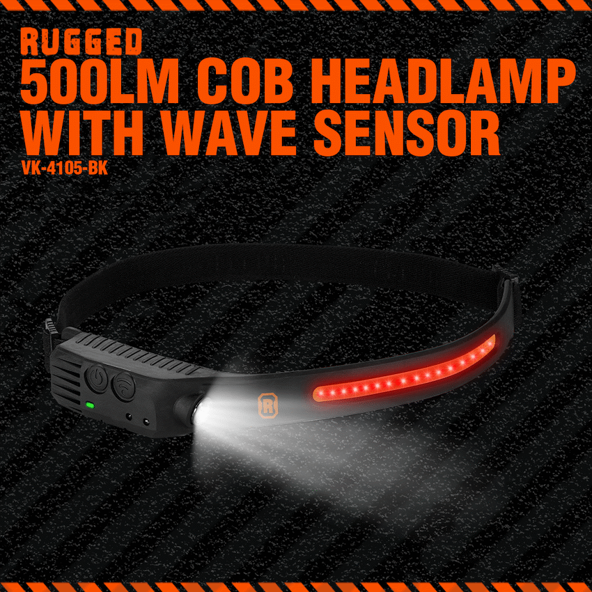 Rugged by Volkano 500lm COB Headlamp with Wave Sensor | VK-4105-BK
