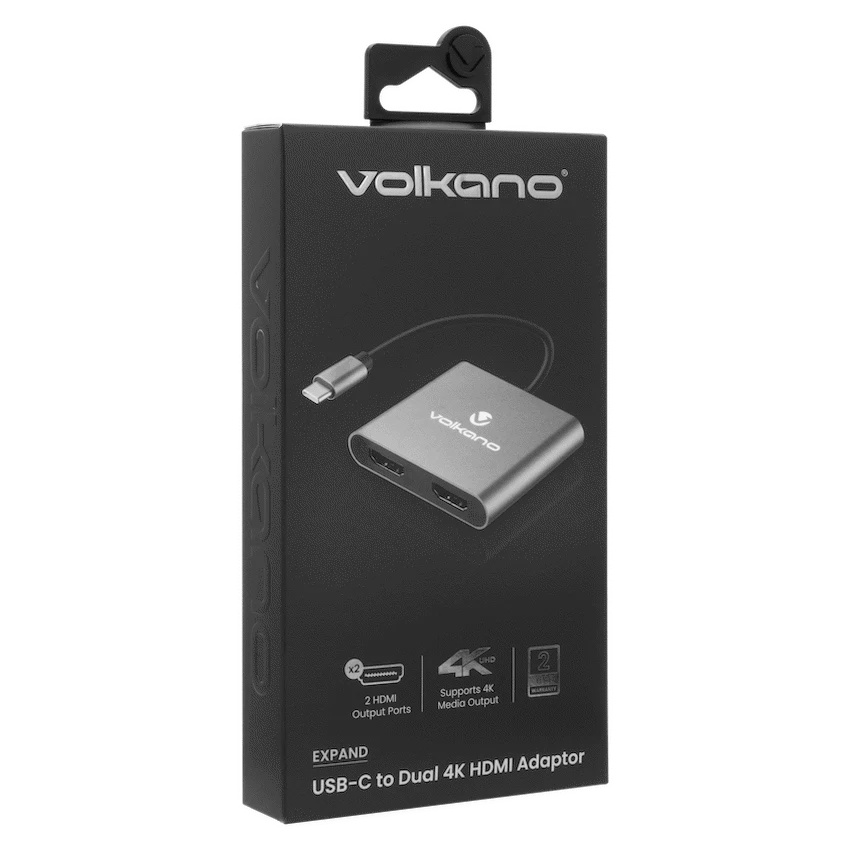 Volkano Expand Series USB-C to Dual 4K HDMI Adaptor | VK-20244-BK