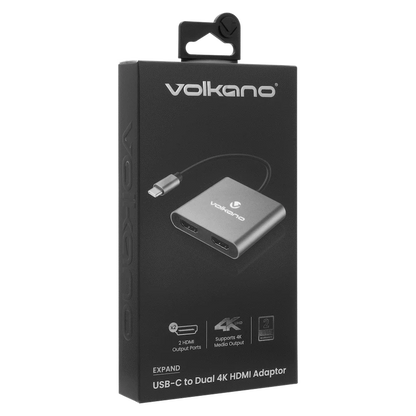 Volkano Expand Series USB-C to Dual 4K HDMI Adaptor | VK-20244-BK