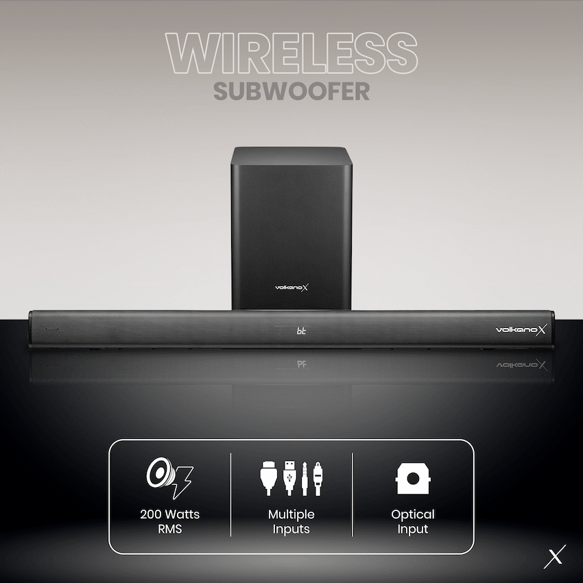 VolkanoX Supersonic 2 Series 2.1 200w Soundbar System with Wireless Subwoofer - Black | VK-3911-2.1[V2]