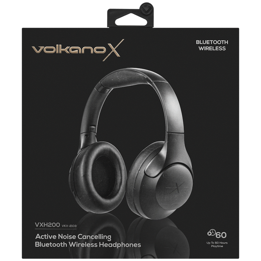 VolkanoX VXH200 Bluetooth Headphones with ANC - Black | VKX-2103-BK