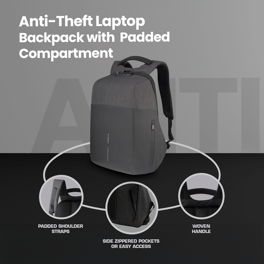 Volkano Smart Deux Laptop Backpack - Black/Charcoal | VK-7081-BKCH