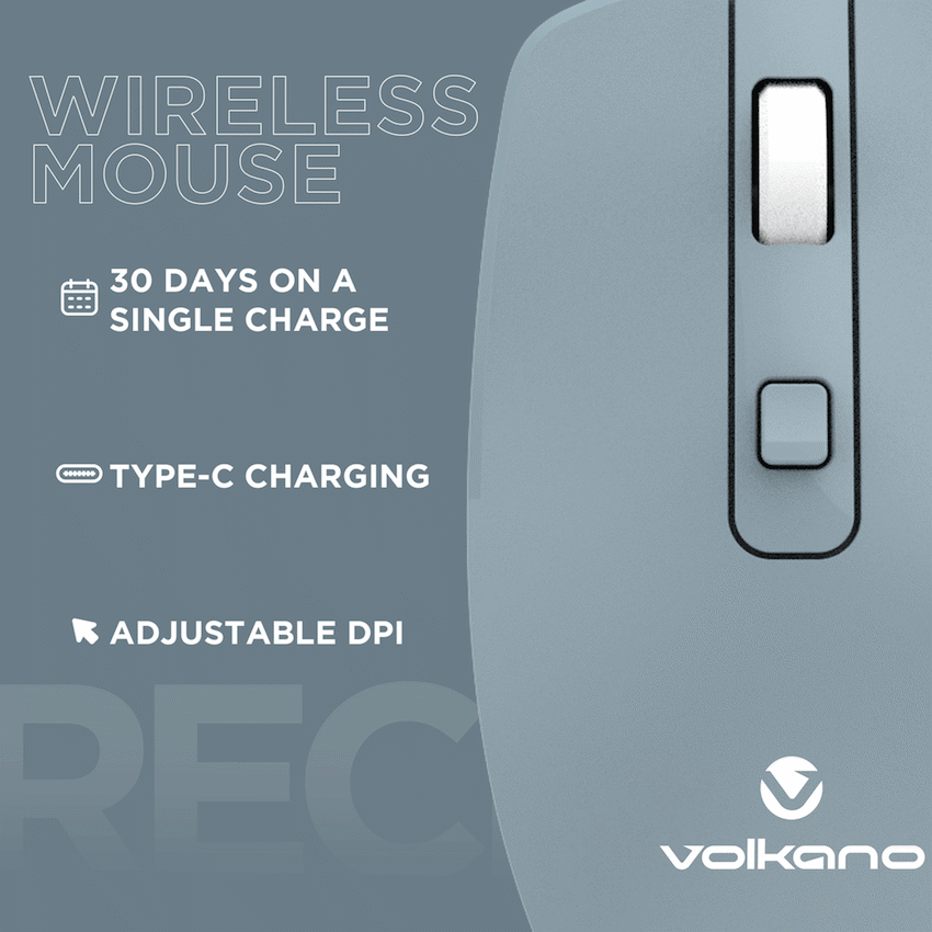 Volkano Granite Series Rechargeable Wireless Mouse - Blue | VK-20196-BL