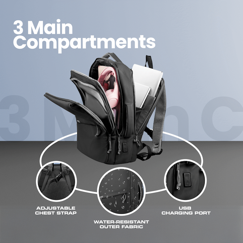 Volkano Under-Seat Traveller Backpack Black | VK-9300-BK