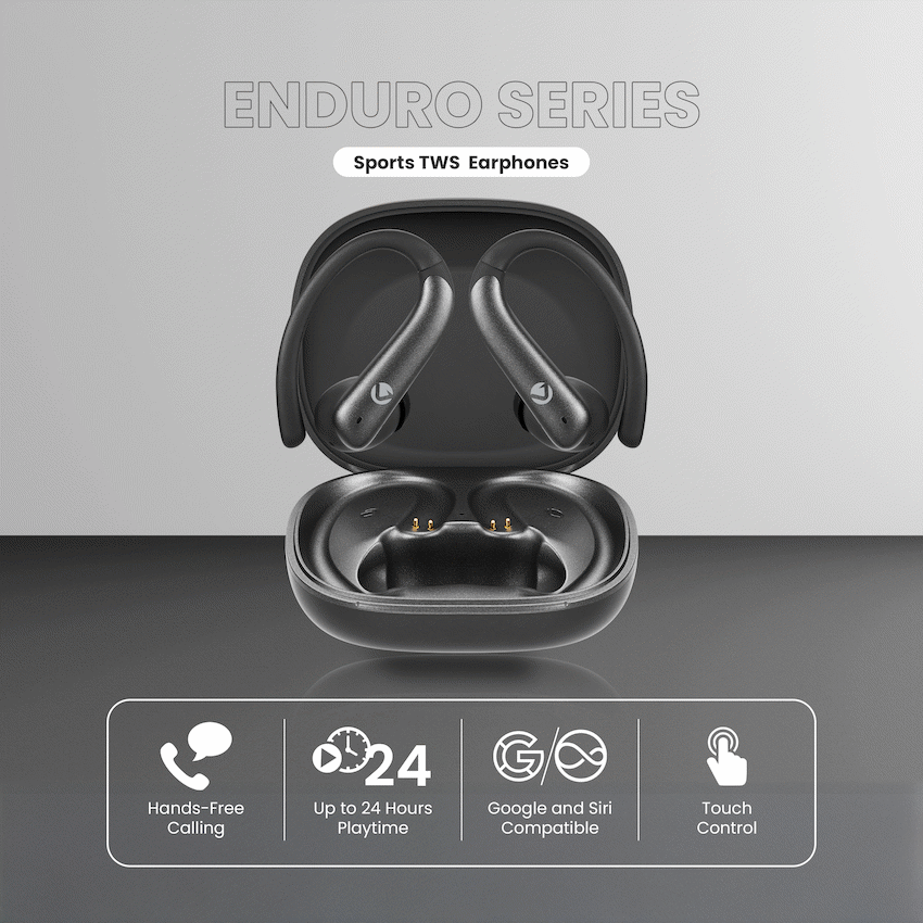 Volkano Enduro Series ANC Sports TWS  Earphones - Black | VK-1142-BK