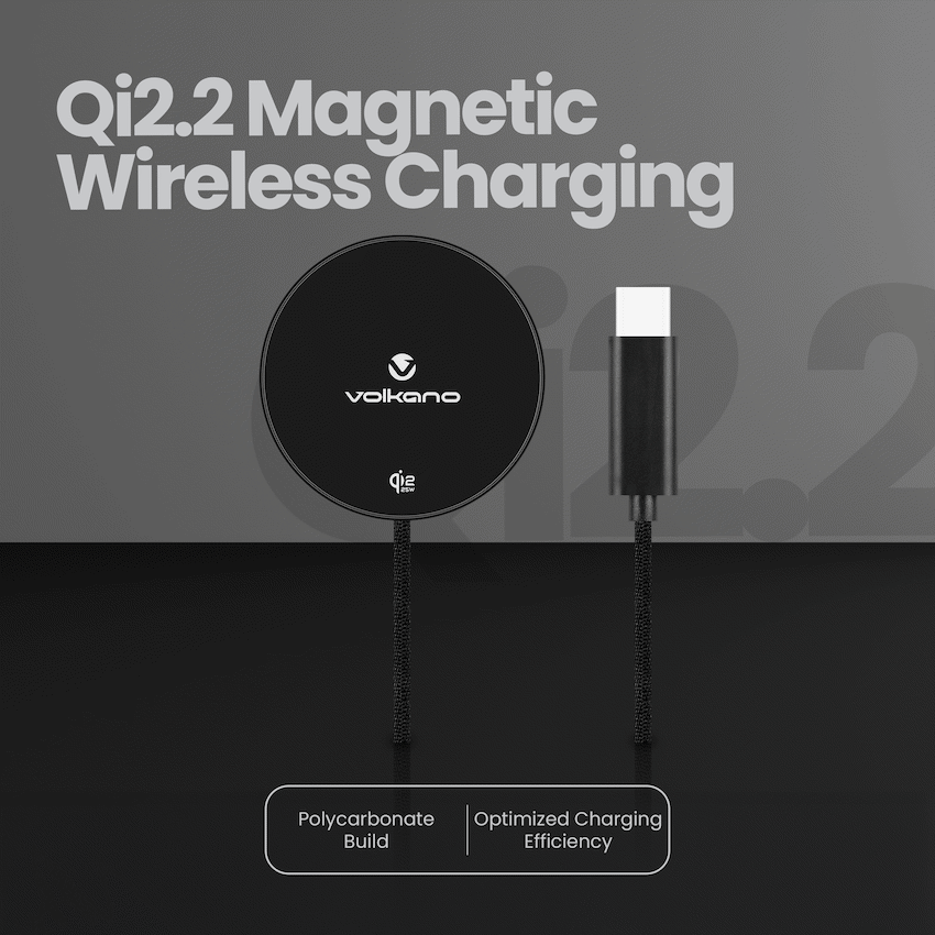 Volkano Magni Series Qi2.2 25W Wireless Charging Pad - Black | VK-8044-BK