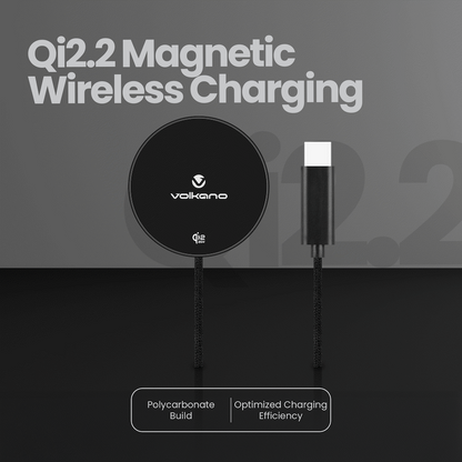Volkano Magni Series Qi2.2 25W Wireless Charging Pad - Black | VK-8044-BK