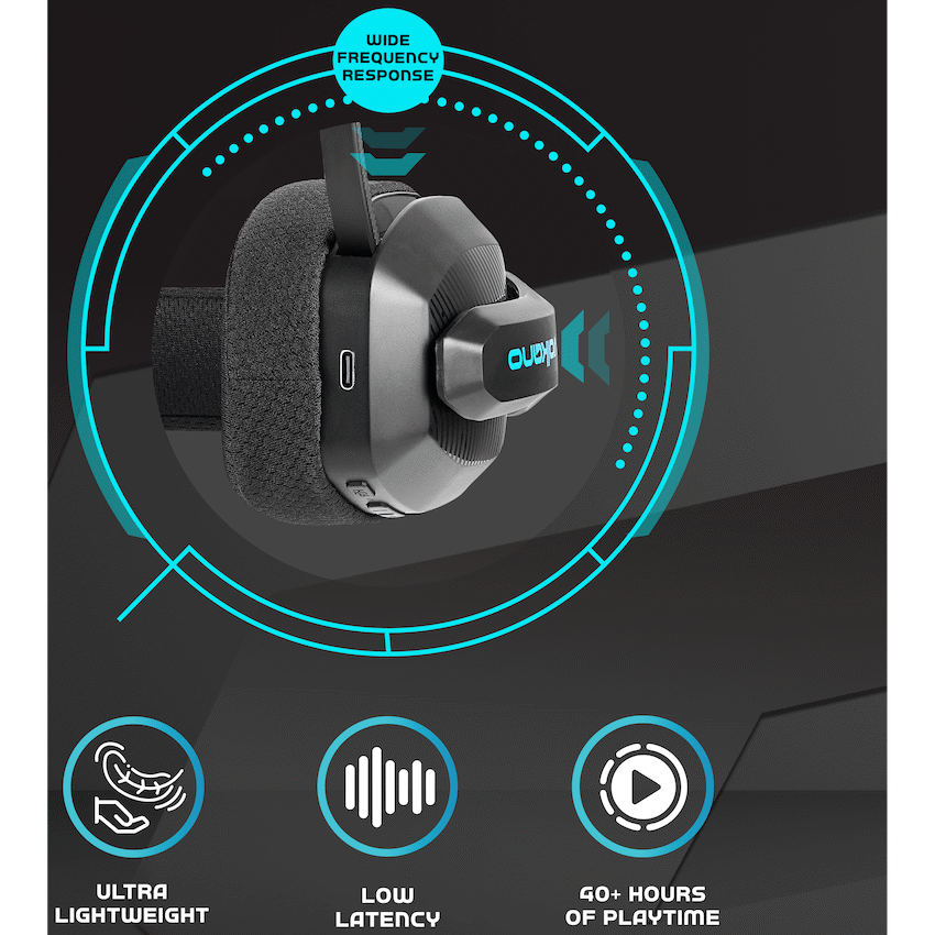 Volkano gaming Eclipse X1 Tri-mode Ultra Lightweight Gaming Headphone - Black | VG-244-BK