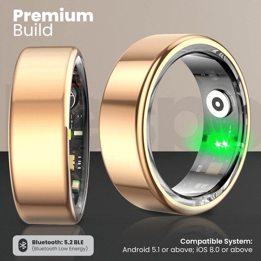 Volkano Ring Series Smart Ring with Charging Case - 19.1mm | VK-5098-LL-GD