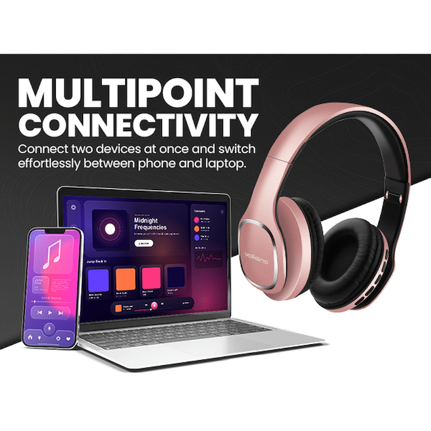 Volkano Phonic Series Bluetooth Full-Size Headphones - Rose Gold | VK-2002-GD
