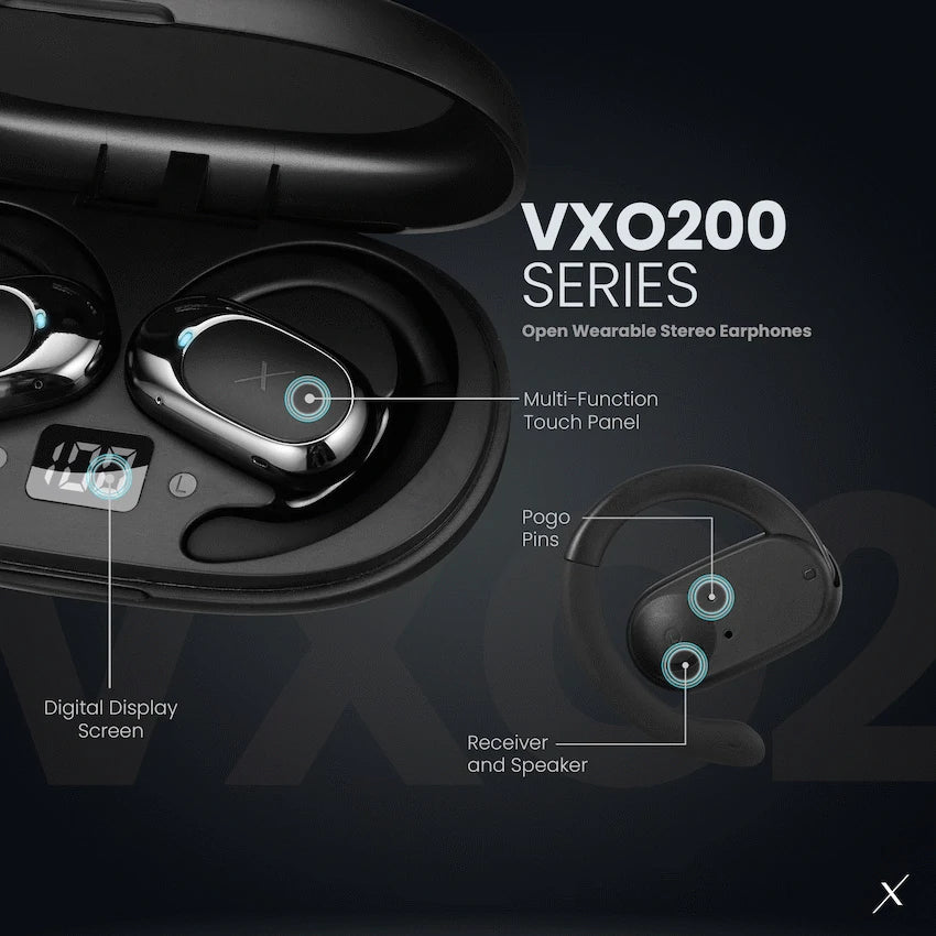 Volkano X VXO200 Open Wearable Stereo Earphones  - Black | VKX-1122-BK