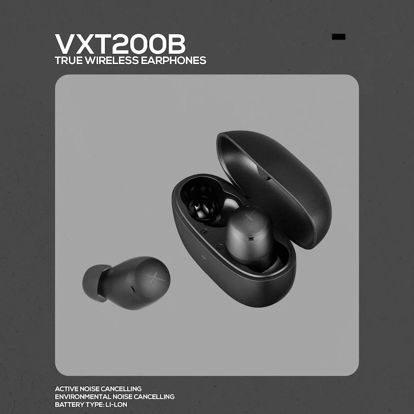 Volkano X VXT200B True Wireless Earphones with Hybrid Active Noise Cancelling | VKX-1120-BK