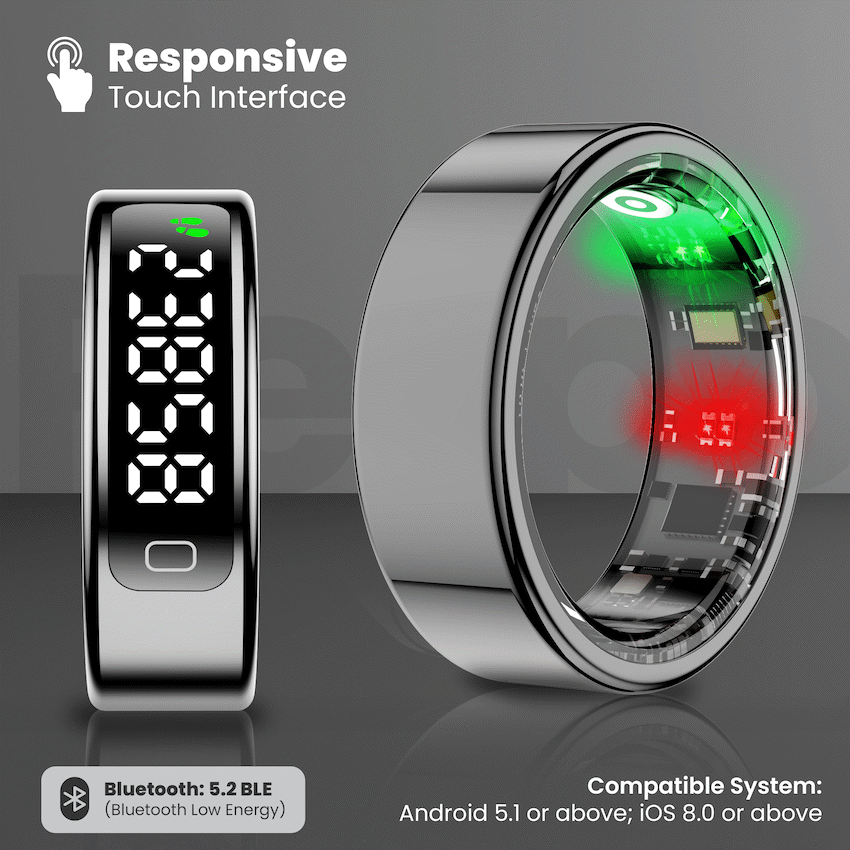 Volkano Ring Series Ring Pro Smart Ring with Charging Case - 20.7mm | VK-5099-SL-BK