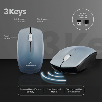 Volkano Prism Series Bluetooth Wireless Keyboard and Mouse - Grey | VK-20248-GR