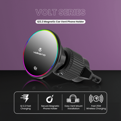 Volkano Volt Series Qi2.2 Magnetic Car Vent Phone Holder - Black | VK-8204-BK