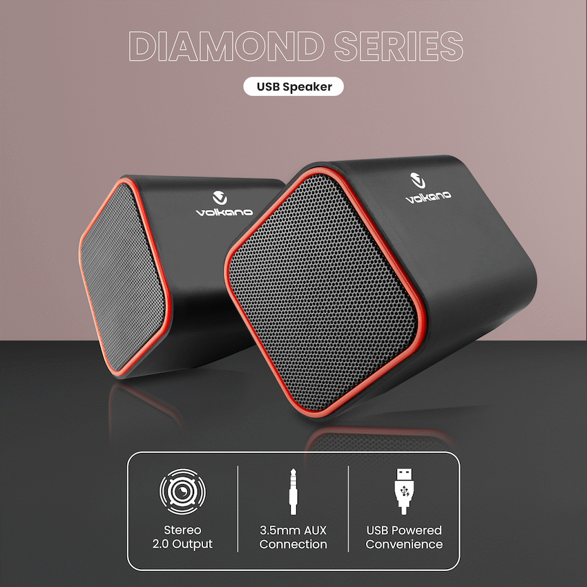 Volkano Diamond Series USB Speaker - Red | VB-702-RED