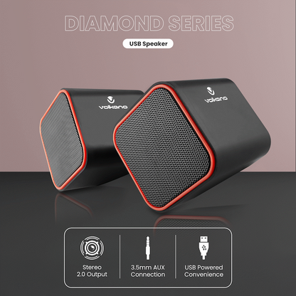 Volkano Diamond Series USB Speaker - Red | VB-702-RED