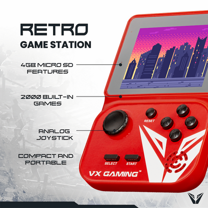 VX Gaming Nostalgia Series Handheld Retro Game Station with 4gb Micro SD - Red | VX-161-RD