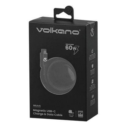 Volkano Weave Series 60w Magnetic Type-C Cable - Black | VK-20239-BK