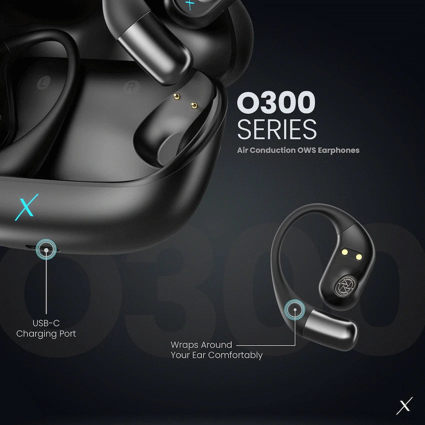 VolkanoX O300 Air Conduction OWS Earphones - Black | VXO-300-BK