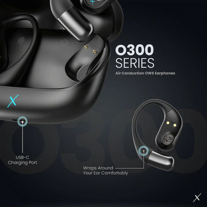 VolkanoX O300 Air Conduction OWS Earphones - Black | VXO-300-BK