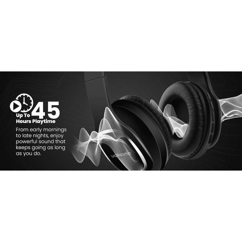 Volkano Phonic Series Bluetooth Full Size Headphones - Black | VK-2002-BK