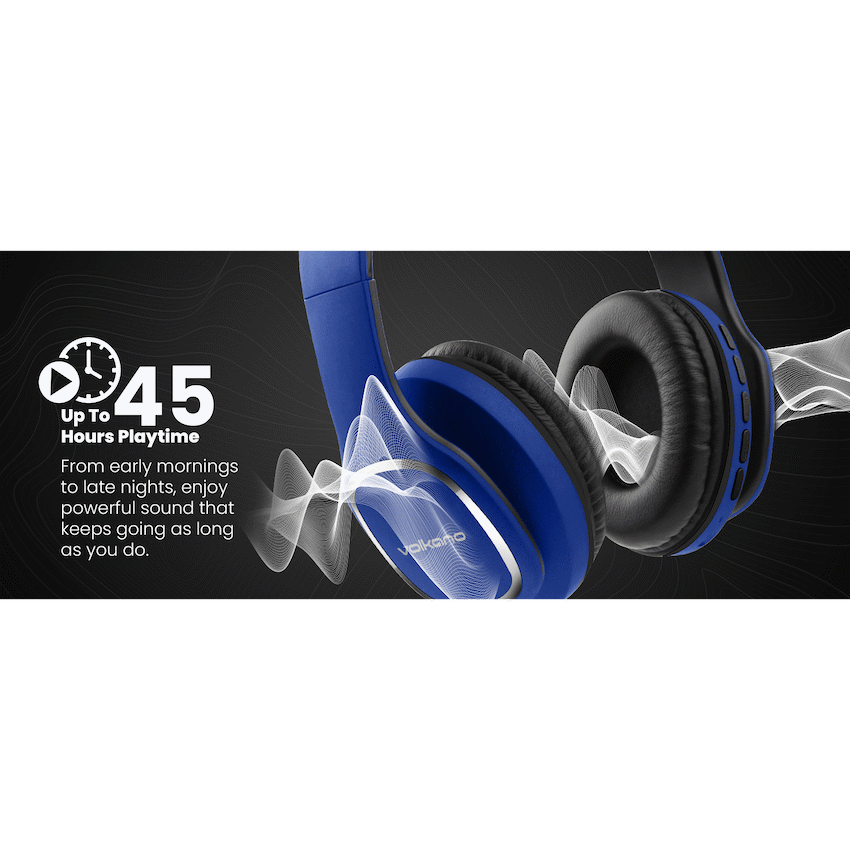 Volkano Phonic Series Bluetooth Full Size Headphones - Blue | VK-2002-BL
