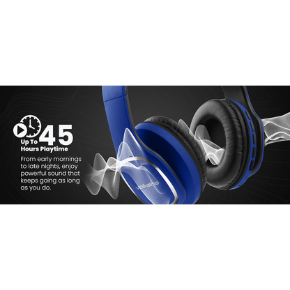 Volkano Phonic Series Bluetooth Full Size Headphones - Blue | VK-2002-BL