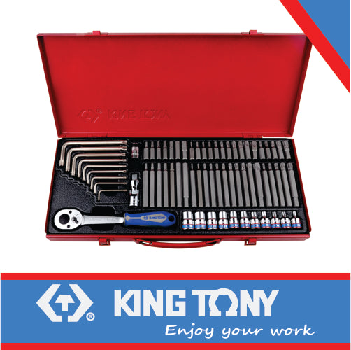 KING TONY SOCKET AND BITS SET TORX   HEX   SPLINE 3/8" 69PC | 5169PR