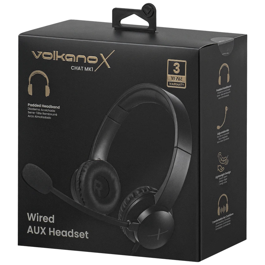 VolkanoX Chat Mk1 Series AUX Headset - Graphite | VKX-211-GT