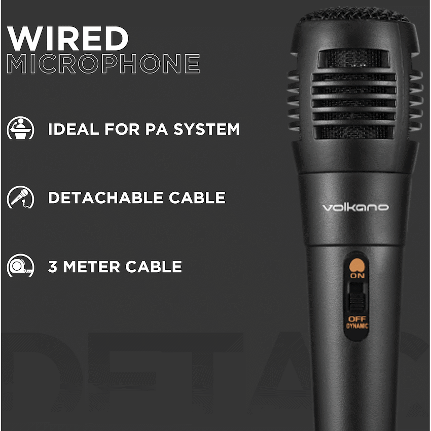 Volkano Vocal Series ABS Wired Microphone - Black | VK-30027-BK