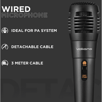 Volkano Vocal Series ABS Wired Microphone - Black | VK-30027-BK