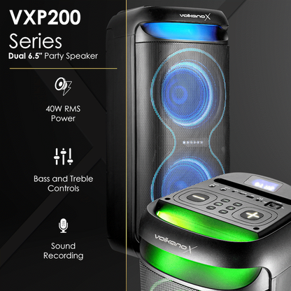 VolkanoX VXP200 Dual 6.5" Party Speaker  - Black | VK-3902-D65