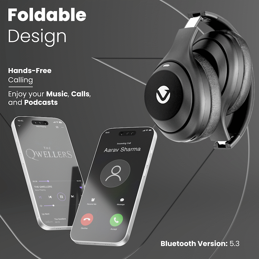 Volkano SoundSweeper Series Active Noise Cancelling bluetooth Headphones - Black | VK-2027-BK
