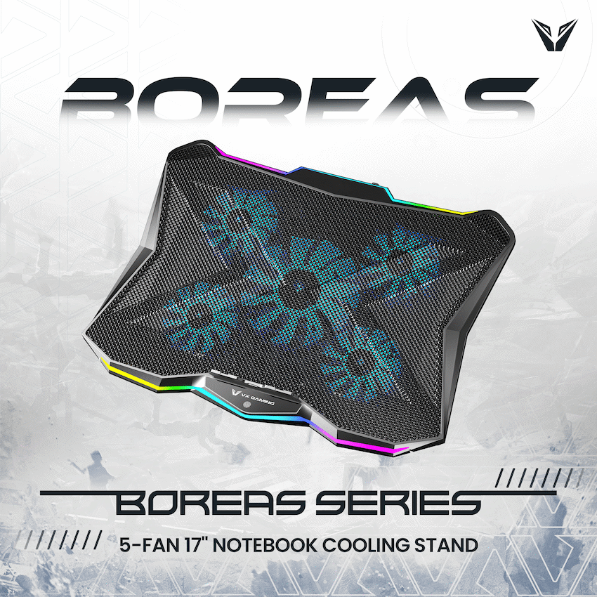 VX Gaming Boreas Series 5-Fan 17" Notebook Cooling Stand | VX-208-BK